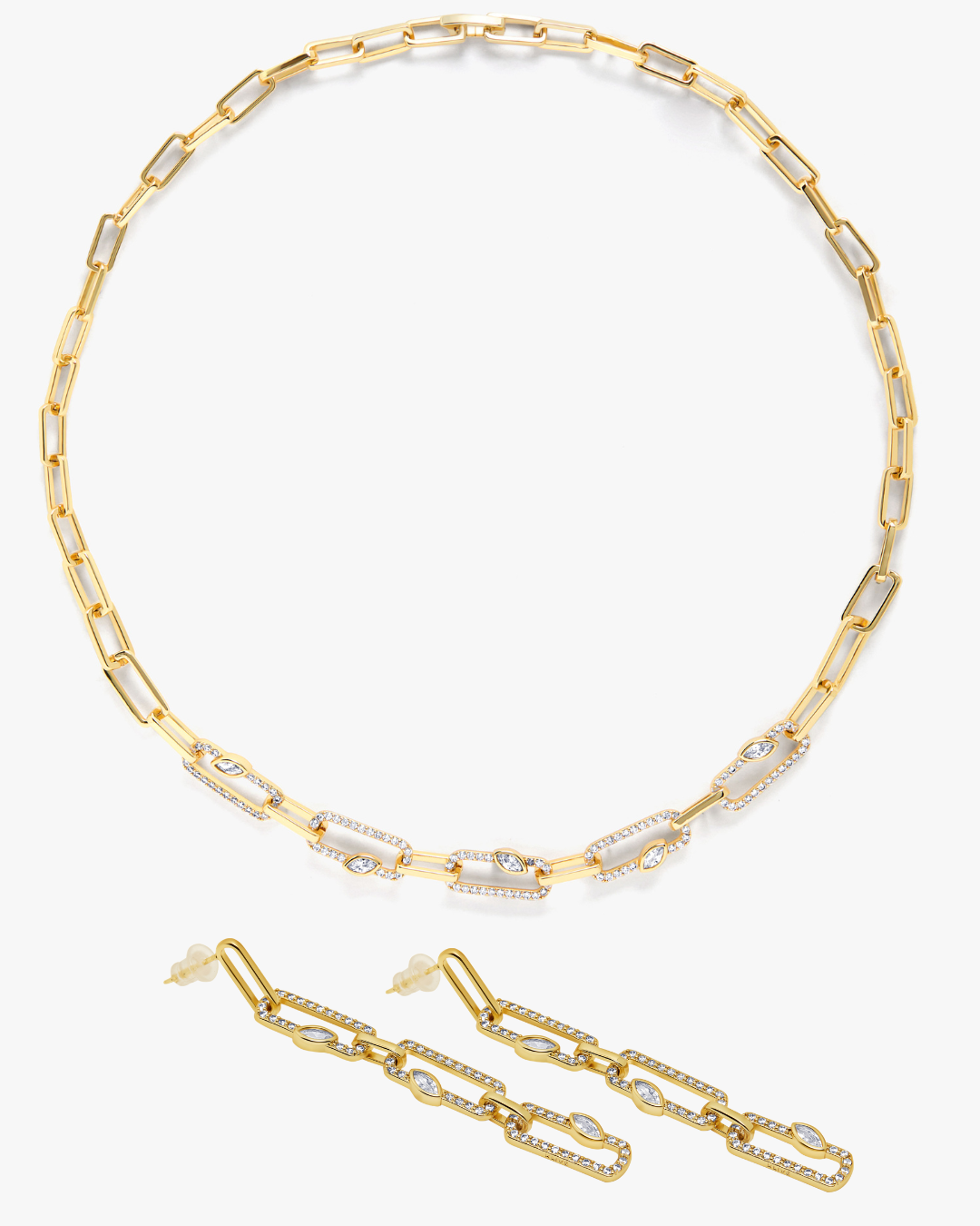 Halo Chain & Veil Link Earring Set